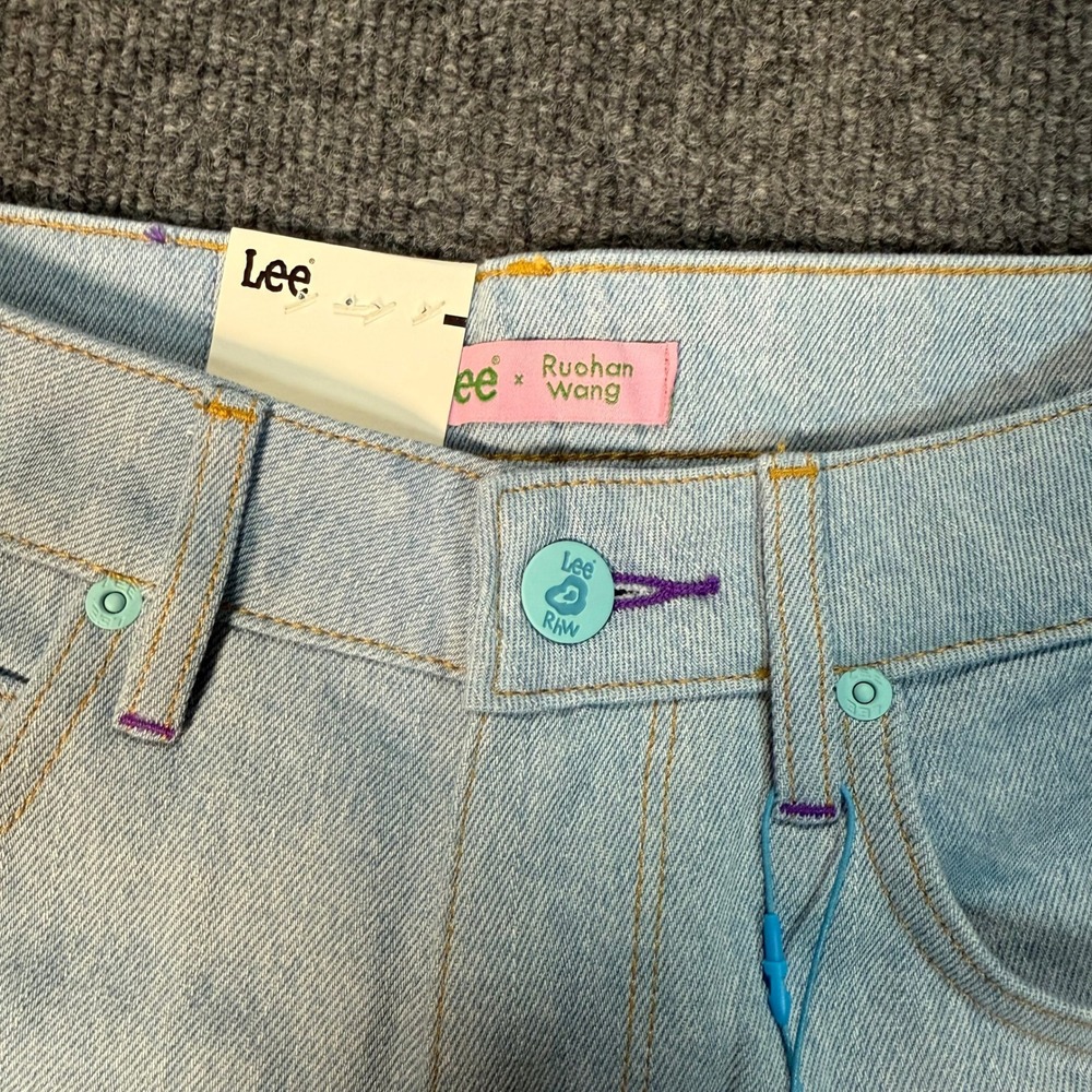 Lee x Ruohan Wang Rose Garden Print Wide Leg Jeans Light Wash Women 25x31 NWT - Picture 11 of 11